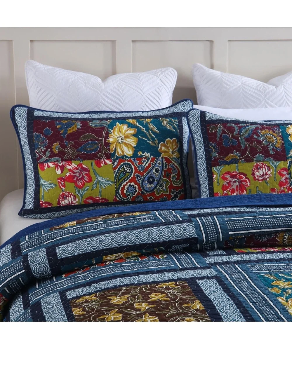 Secgo Queen Comforter Set for Bed - 100% Cotton Quilts Queen Size, Burgundy